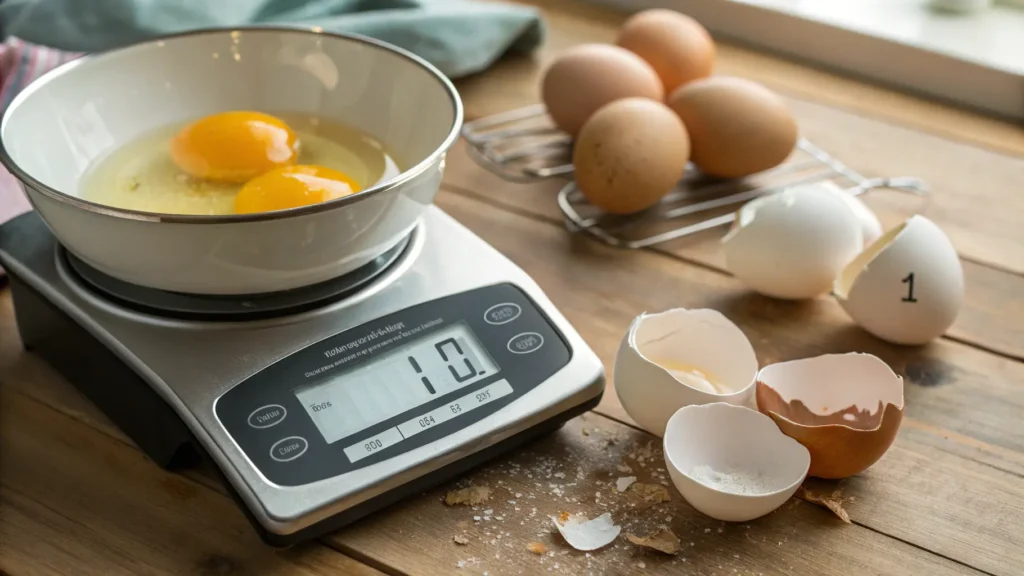 A Kitchen Scale With A Cracked Egg On Top Digital