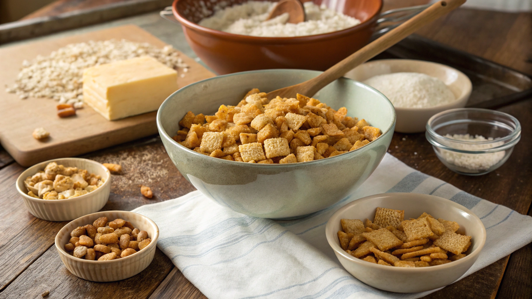 A Cozy Kitchen Setting With A Rustic Wooden Counte