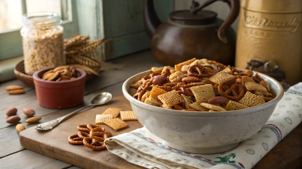 A Rustic Kitchen Setting With A Large Bowl Of Home