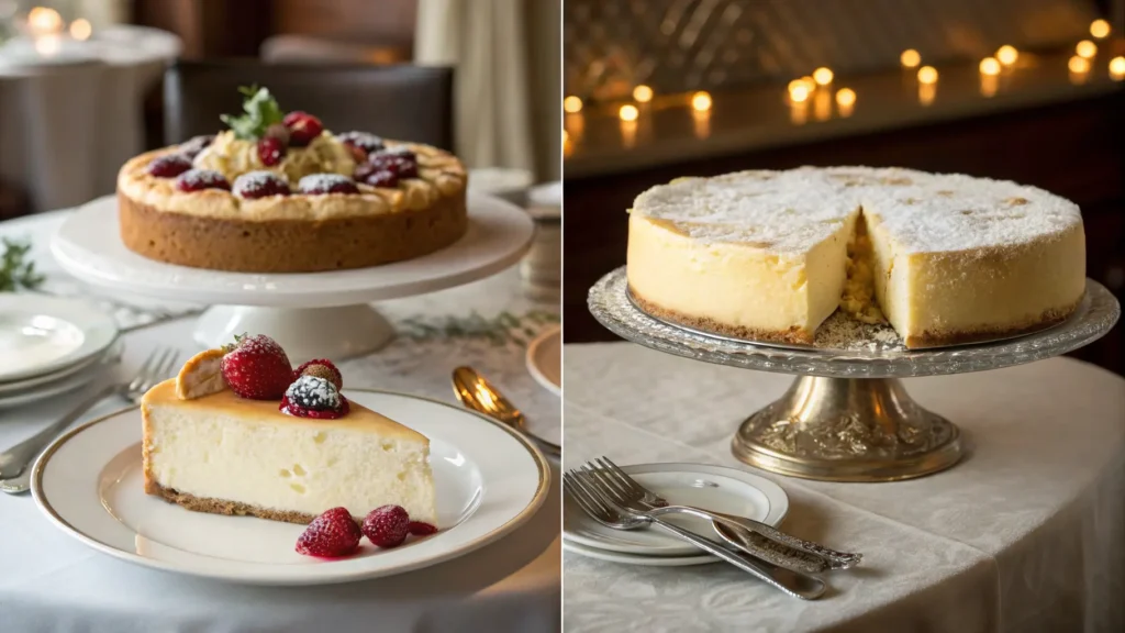 Side By Side Comparison Of Two Cheesecakes A Thic (1)