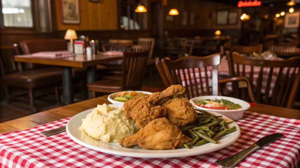 Southern Style Restaurant Setting Plate Of Crispy