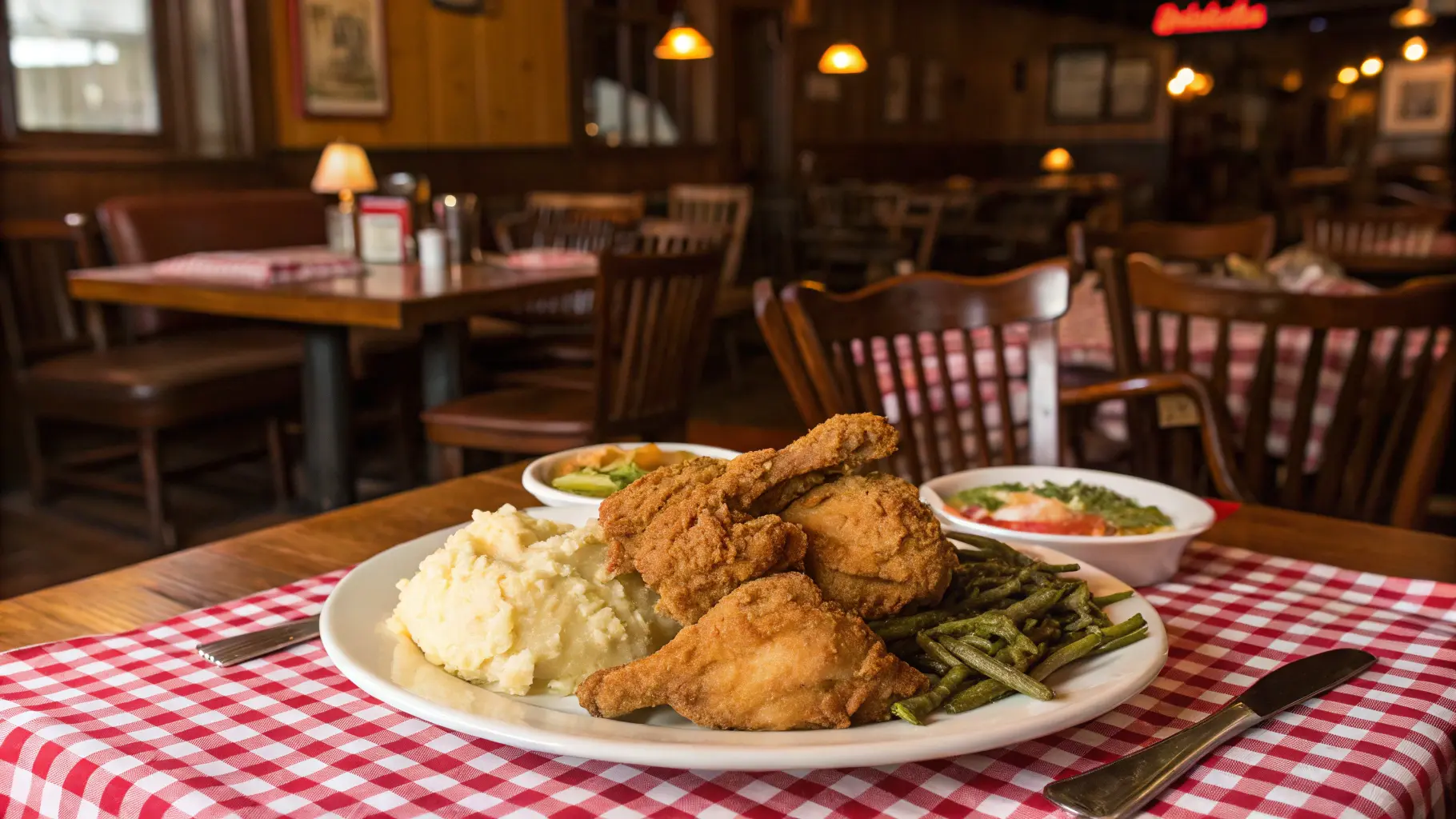Southern Style Restaurant Setting Plate Of Crispy